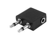 Unique Bargains Double 3.5mm Mono Male to Female Plug Audio Connector Adapter Silver Tone