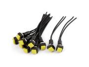 Unique Bargains 10 x Yellow Square Cap Wired Car Horn Self Lock Push Button Switch AC 260V 3A
