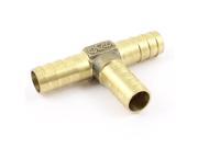 Unique Bargains Brass Tone T Shaped 10mm Hose Barb 3 Way Quick Adapter Nipple
