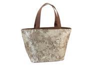 Housewife Protable Light Khaki Brown Flower Print Shopping Handbag Shoulder Bag