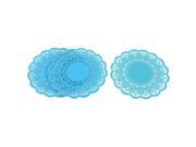 Household Silicone Flower Shaped Teapot Bottle Cup Coasters Mat Blue 3 Pcs