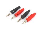 4pcs Red Black Plastic Housing Audio Speaker Banana Plug Cable Connector Adapter
