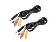 3.5mm 1 8 Male Stereo to 3 RCA Male Audio Video AV Adapter Cable 2pcs