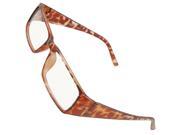 Unique Bargains Unique Bargains Plastic Arm Brown Full Frame Clear Lens Plain Glasses Spectacles for Lady