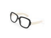 Ladies Beige Arms Balck Rimmed Waterdrop Design Lens Plano Glasses Eyewear
