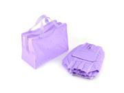 Flowers Print Zipper Bathing Shower Makeup Cosmetic Bag Pouch Case 5pcs Purple