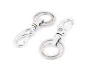 Metal Buckle Clasp Keychain Key Ring Holder Gift Silver Tone 2pcs