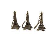 Unique Bargains 3 Pcs Metal Eiffel Tower Pendant Handbag Adorn Keychain Split Ring Bronze Tone