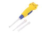 Plastic Cat Shape End LED Flash Light Earwax Remover Earpick Tweezer Yellow