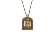 UPC 010221170109 product image for Disney Beauty And The Beast Stained Glass Image Pendant Necklace | upcitemdb.com