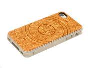 CARVED Aztec Calendar Cherry Wood iPhone 4 4S Clear Case