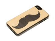 CARVED Handlebar Mustache Inlay Wood iPhone 5 5S Clear Case