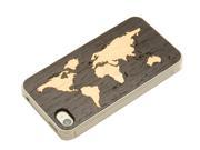 CARVED Ebony World Map Inlay Wood iPhone 4 4S Clear Case
