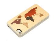 CARVED World Map Inlay Wood iPhone 4 4S Clear Case