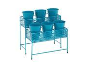 Attractive Styled Metal 2 Tier Plant Stand Blue