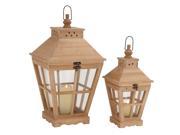 The Heavenly Set Of 2 Wood Glass Lantern