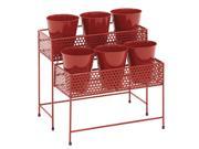 Mesmerizing Artistic Styled Metal 2 Tier Plant Stand Red