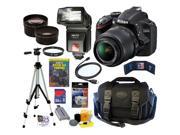 NIKON D3200 24.2 MP CMOS DSLR Camera Kit (Black) with 18-55mm f/3.5-5.6 AF-S DX VR NIKKOR Zoom Lens + Automatic TTL Flash + Telephoto & Wde Ange Lenses + 32GB D