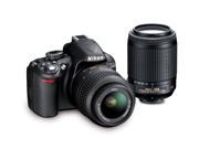 NIKON D3100 DX-Format DSLR Camera Lens Kit Outfit w/ 18-55 VR & 55-200mm Dx VR Zoom Lenses