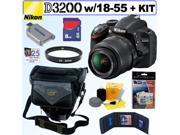 NIKON D3200 24.2 MP CMOS Digital SLR Camera (Black) with 18-55mm f/3.5-5.6 AF-S DX VR NIKKOR Zoom Lens + 8GB Accessory Kit