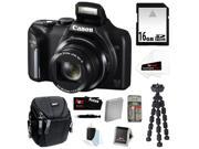 CANON PowerShot SX170 IS 16MP Digital Camera with 16x Optical Zoom and 3-inch LCD in Black + 16GB SDHC + Replacement NB-6L Battery + Focus Multi Card Reader + C