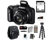 CANON PowerShot SX170 IS 16MP Digital Camera with 16x Optical Zoom and 3-inch LCD in Black + 32GB SDHC + Replacement NB-6L Battery + Focus Multi Card Reader + C