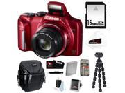 CANON PowerShot SX170 IS 16MP Digital Camera with 16x Optical Zoom and 3-inch LCD in Red + 16GB SDHC + Replacement NB-6L Battery + Focus Multi Card Reader + Com