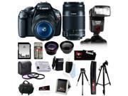 Canon t3 Canon EOS Rebel T3 12.2MP DSLR Camera w/ 18-55mm IS II Lens (Black) + Canon EF-S 55-250mm IS II Telephoto Zoom Lens + Bower Zoom TTL Flash Gun + 16GB D