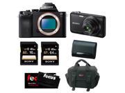 Sony a7 - Alpha A7R ILCE7R/B ILCE7RB 36.3 MP a7R Full-Frame Interchangeable Lens Camera (Body Only) with Sony DSC-WX80/B 16.2 MP Digital Camera (Black) + Sony 1