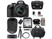 Nikon D3200 w/ 18-55mm and 55-200mm non-VR Lenses (Black) and Gadget Bag and 32GB Deluxe Accessory Kit