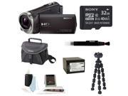 Sony HDR-CX330 Full HD Handycam Camcorder (Black) + Sony 32GB Memory Card + Focus Soft Photo and Video Medium Case + Focus 5 Piece Digital Camera Accessory Kit