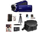 Sony HDR-CX240 Full HD Handycam Camcorder (Blue) with 32GB Deluxe Accessory Kit plus Adobe Photoshop Elements 12 & Premiere Elements 12 Bundle