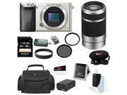 Sony a6000 Alpha a6000 ILCE6000 S 24.3 MP Interchangeable Lens Camera Body Only in Silver Sony SEL55210 E 55 210mm F4.5 6.3 OSS E mount Zoom Lens Silver