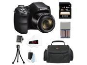 Sony DSC-H300/B High zoom digital camera Black + 16GB Class 10 SD Memory Card + Small System Case + Flexible Tripod, Memory Card Wallet, 3pc Cleaning Kit & 3