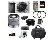 Sony ILCE6000L S Alpha A6000 Mirrorless Digital Camera Silver with 16 50mm and 18 55mm Lens Bundle and 32GB Deluxe Accessory Kit