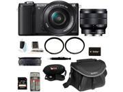 Sony a5000 Alpha A5000 Mirrorless Digital Camera Black with 16 50mm and 10 18mm Lens Bundle and 32GB Deluxe Accessory Kit