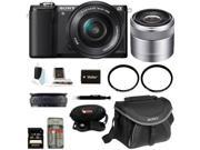 Sony a5000 Alpha A5000 Mirrorless Digital Camera Black with 16 50mm and 18 55mm Lens Bundle and 32GB Deluxe Accessory Kit