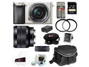Sony a6000 Alpha a6000 ILCE 6000 B Interchangeable Lens Camera Silver with 16 50mm and 10 18mm Lens Bundle and 32GB Deluxe Accessory Kit