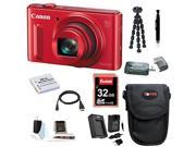 CANON SX610 Canon PowerShot SX610 IS Digital Camera HS Digital Camera Red with 32GB Deluxe Accessory Bundle