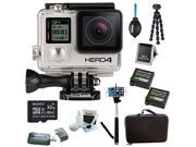 GoPro HERO 4 Black with Camera HD Camcorder With 2 Wasabi batteries and charger Deluxe Carrying Case Tripod Seflie Sony 32GB SDHC MicroSD Memory Card Comp