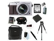 Panasonic LUMIX LX100 16.8 MP Point and Shoot Camera with Integrated Leica DC Lens Silver Bundle with 32GB SD Card Gadget Bag Replacement Battery for Pana
