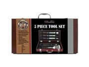 Mr Bar B Q 02257STAM Presidential Prestige Stamina Handle Grill Tool Set 5 Piece Wood Case