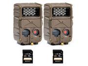 Two CUDDEBACK E2 Long Range IR Infrared Micro Trail Game Hunting Cameras with Two 16GB Memory Card