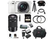 Sony a6000 Alpha a6000 Interchangeable Lens Camera with 16 50mm Power Zoom Lens White and Sony E 55 210mm F4.5 6.3 OSS Lens Black plus 64GB Deluxe Accessor