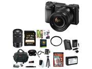 Sony a6000 Sony Alpha a6000 24.3 MP Mirrorless Digital Camera Black with Two Lenses 16 50mm 55 210mm and Accessory Bundle
