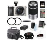 Sony A6000 Sony Alpha a6000 24.3MP Interchangeable Lens Camera with 16 50mm Lens Silver 55 210mm Lens with 32GB SDHC Accessory Bundle