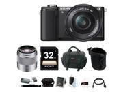 Sony a5000 Sony Alpha a5000 20.1 MP SLR Camera Black with 50mm OSS Lens Silver and Accessory Bundle