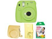 Fujifilm Instax Mini 9 (Lime Green) w/ Film, Case (Yellow) & Photo Album
