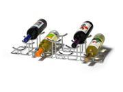 Euro HiLo 7Bottle Wine Rack Steel Organizer Chrome Spectrum