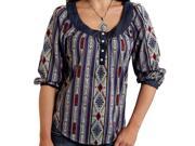 UPC 884426920414 product image for Roper Western Shirt Womens Cute 3/4 Sleeve M Blue 03-050-0590-6013 BU | upcitemdb.com